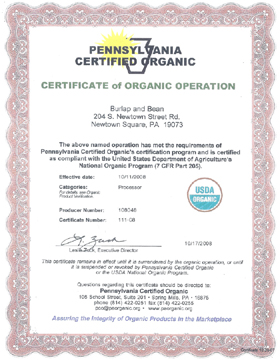 Certified Organic Coffee